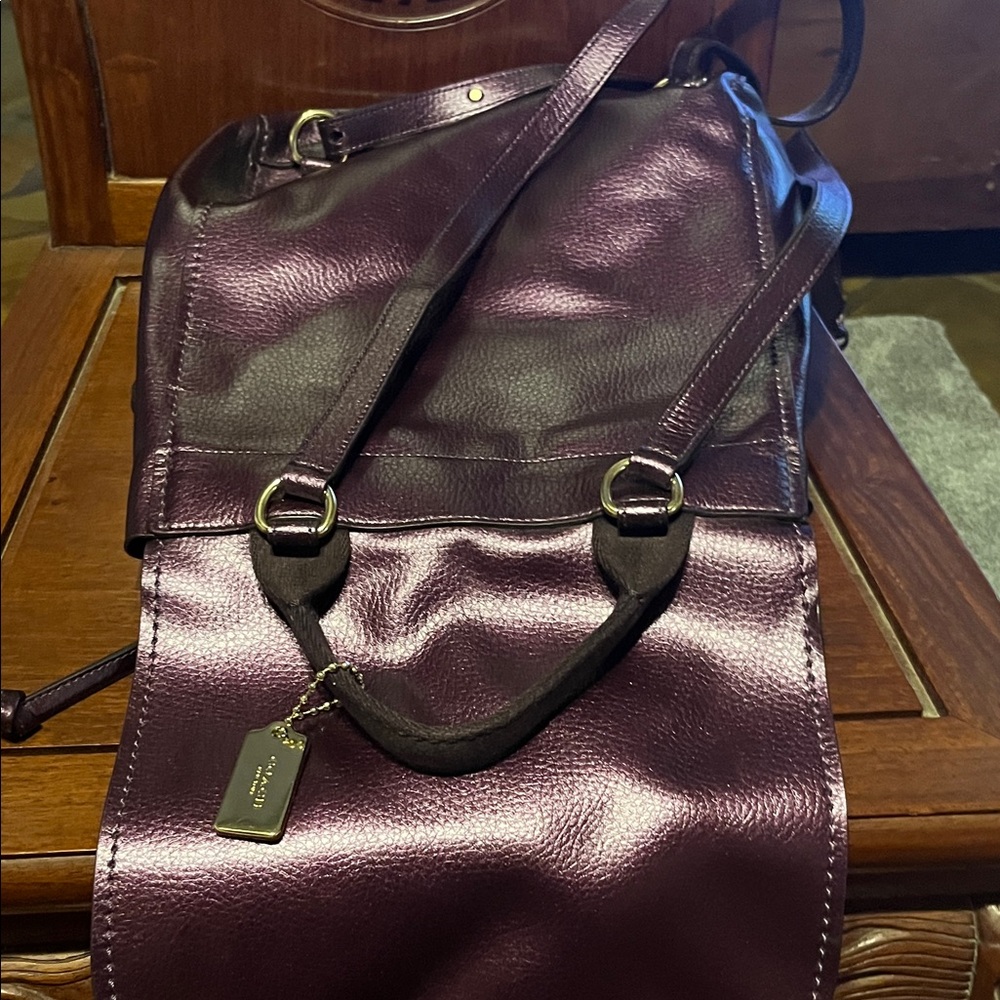 Coach Metallic Plum Backpack - Picture 6 of 9